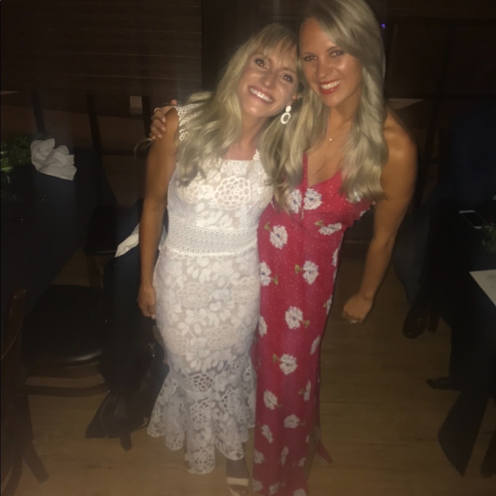 Red floral maxi dress